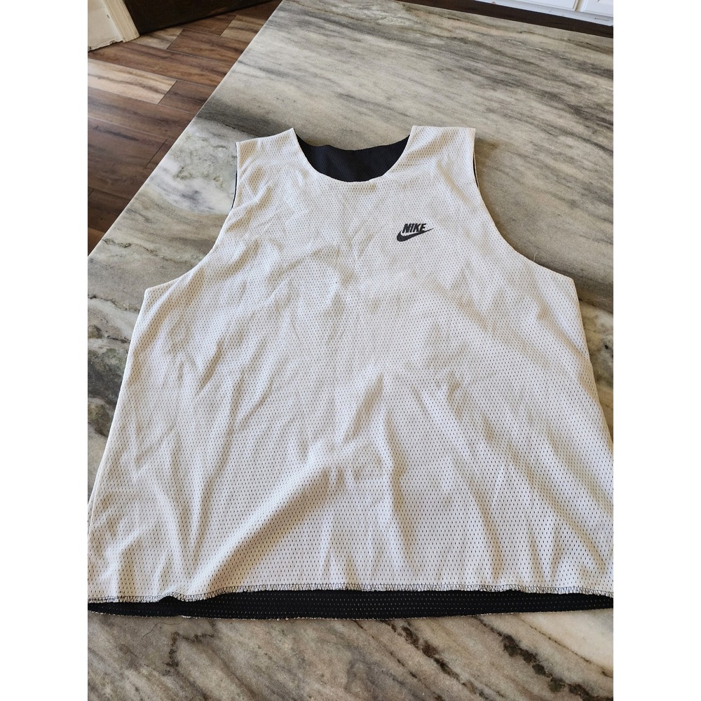 FLAW Nike Reversible Mesh Basketball Jersey Tank Top White Black Mens XL